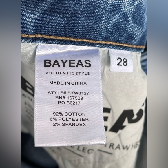 BAYEAS High -Rise Wide Leg Jeans with Frayed Hem size 28 - Picture 8 of 9